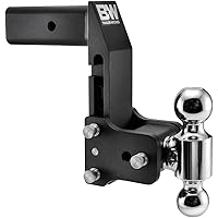 B&W 2.5 Inch Adjustable Receiver Style Tow & Stow Trailer Hitch Dual Ball Mount with 7 Inch Drop and 14,500 Gross Trailer Wei