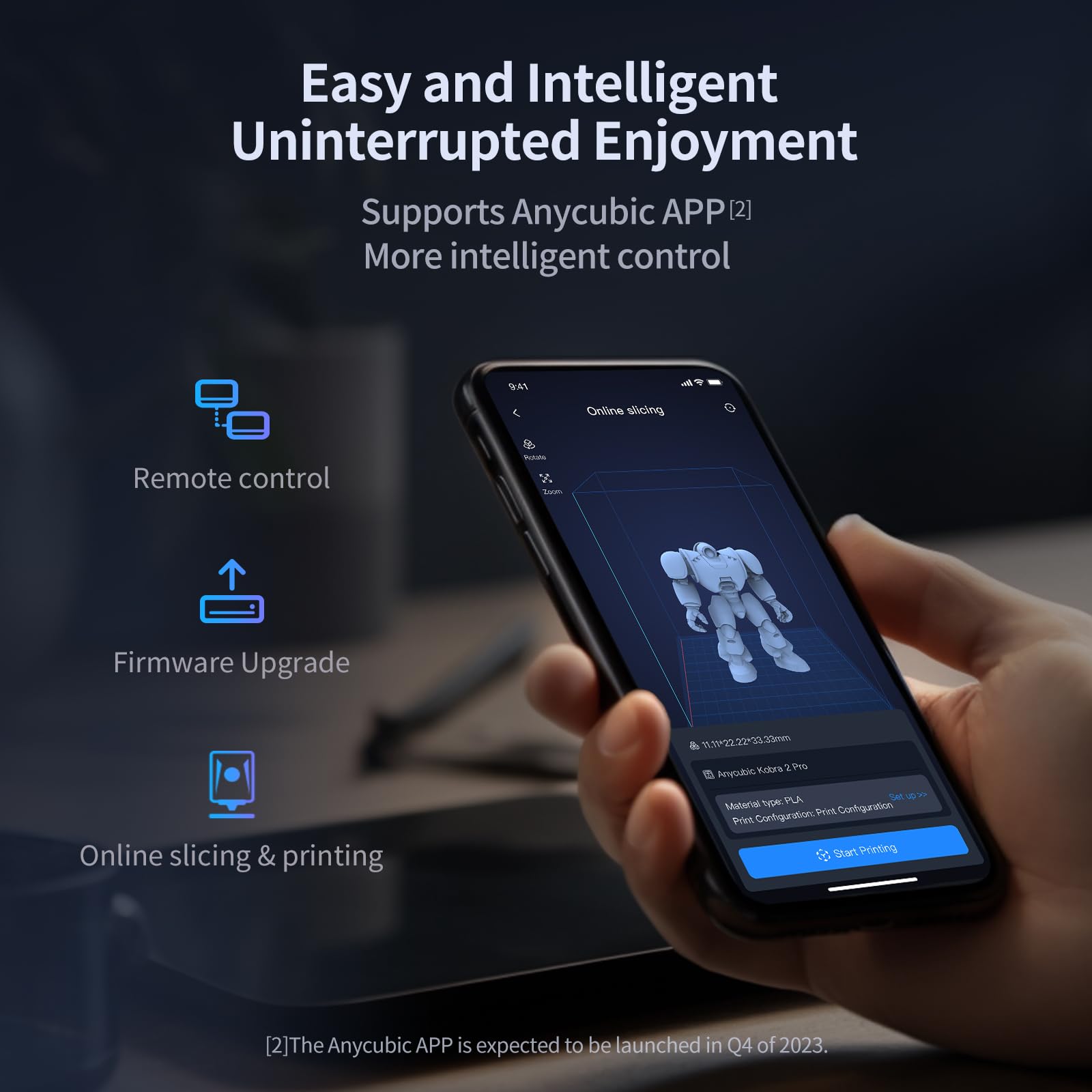 Anycubic 3D Printer Kobra 2 Pro, 500mm/s High-Speed Printing, High Power Powerful Computing New Structure, Upgraded LeviQ 2.0 Auto Leveling Smart Z-Offset, Print Size 8.7