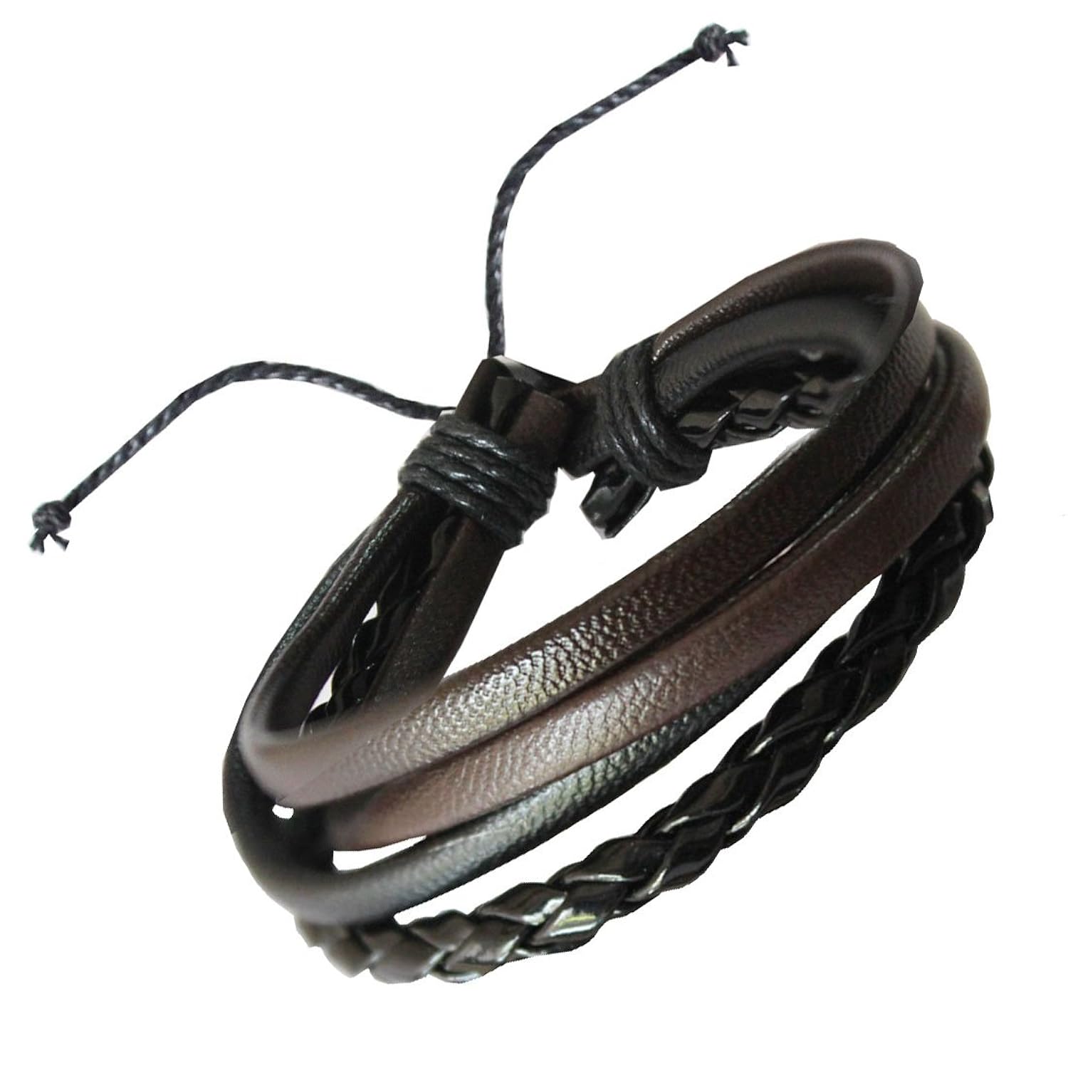 rich & famous bronze leather multistrand bracelet for men