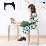 Greensen Round Wooden Stool Candy Color Anti-Slip Stacking Chair 11.8inch view 2