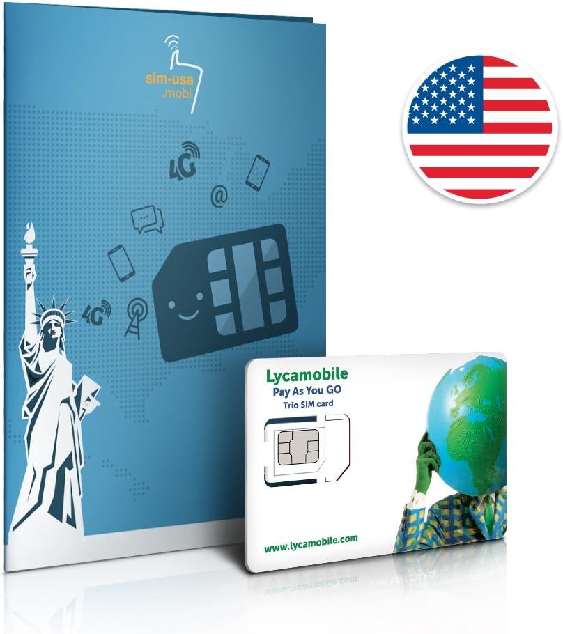 Carte SIM prépayée USA, 4 Go 4G LTE, appels et SMS à l’international illimités, 30 jours Amazon
