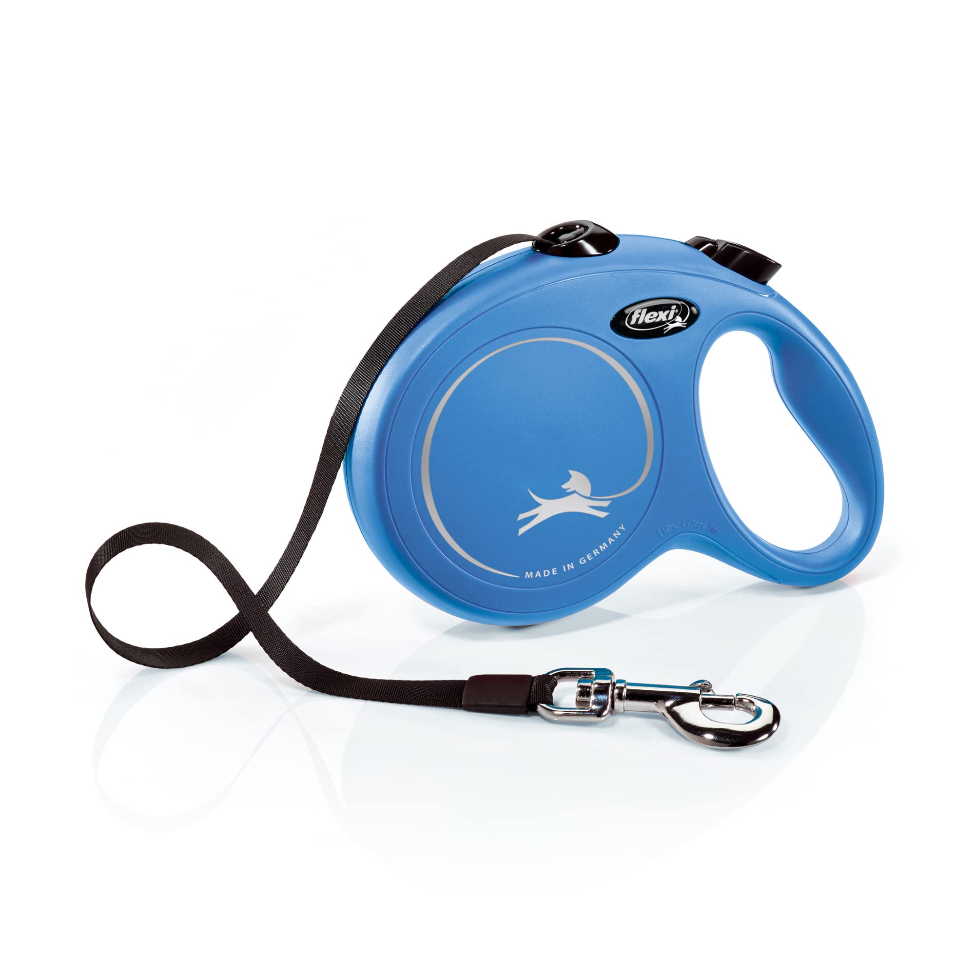 FLEXI New Classic Retractable Dog Leash (Tape), for Dogs Up to 110lbs, 16 ft, Large, Blue — image 1