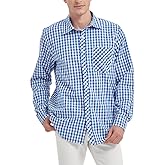 JupiterSecret Men's Plaid Button Down Shirts Cotton Long Sleeve Dress Shirt Business Shirts with Pocket