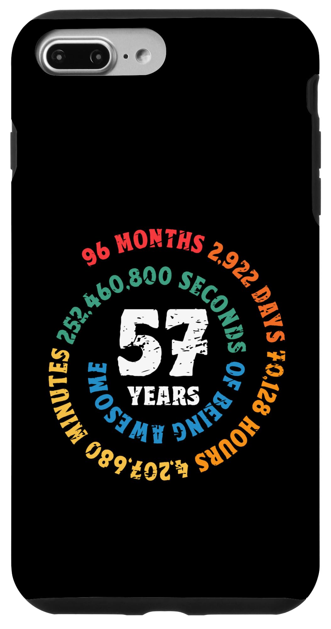 iPhone 7 Plus/8 Plus 57 Years of Being Awesome Spiral Months Days Hours Seconds Case
