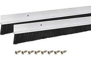 uxcell 2Pcs Door Brush Bottom Sweep H-Shape Aluminum Alloy Base with 1.2-inch Nylon Brush for Home, Industrial (39-inch L x 2