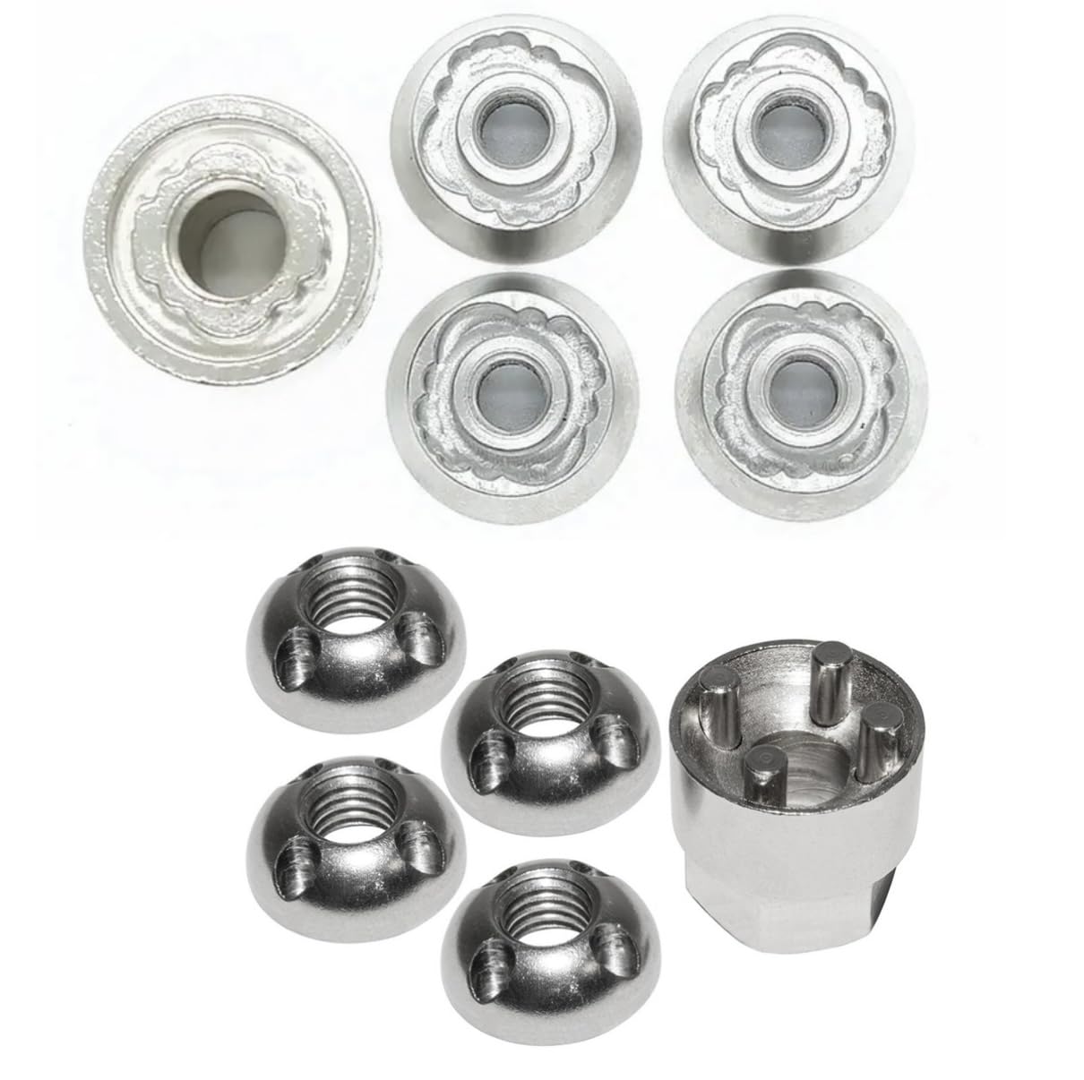 8 x Fits Tent Box/Roof Tent - Anti-Theft Nuts Tamperproof Locking Nuts Set (4 x M8 Security Nuts + 4 x M8 HIGH SECURITY Combo)