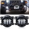 Tugwuetlwu 4 Inch Led Fog Light For Jeep Wrangler Unlimited JK JKU 2007-2018 TJ LJ Off-Road Front Bumper Replacements Driving Fog Lamps(Black)