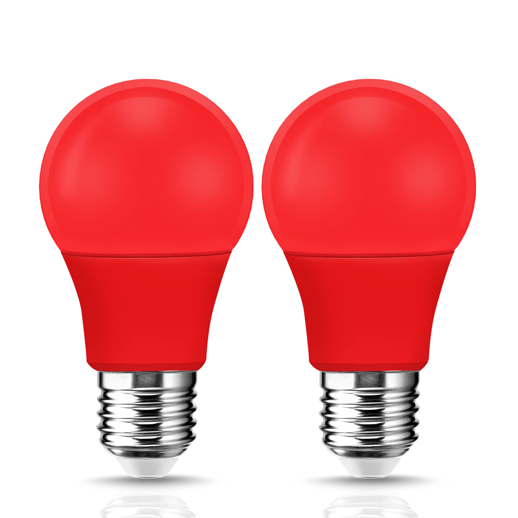 Photo 1 of EvaStary Red LED Light Bulb 60W Equivalent, A19 E26 Base, 9W for Halloween, Christmas Decoration, Party, Bars, Porch Lights, Holiday Mood Lighting, Pack of 2