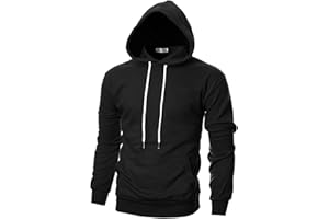 Ohoo Mens Slim Fit Basic Pullover Hoodies Sweatshirt Lightweight Long Sleeve with Kanga Pocket
