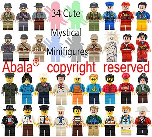 Abala Minifigures Building Bricks Men/Women Family Fun Favor Set, Compatible Figures Variety Community People Interchangeable Hats Bodies Legs Assemble Building Party Toys Kit (V2.0)