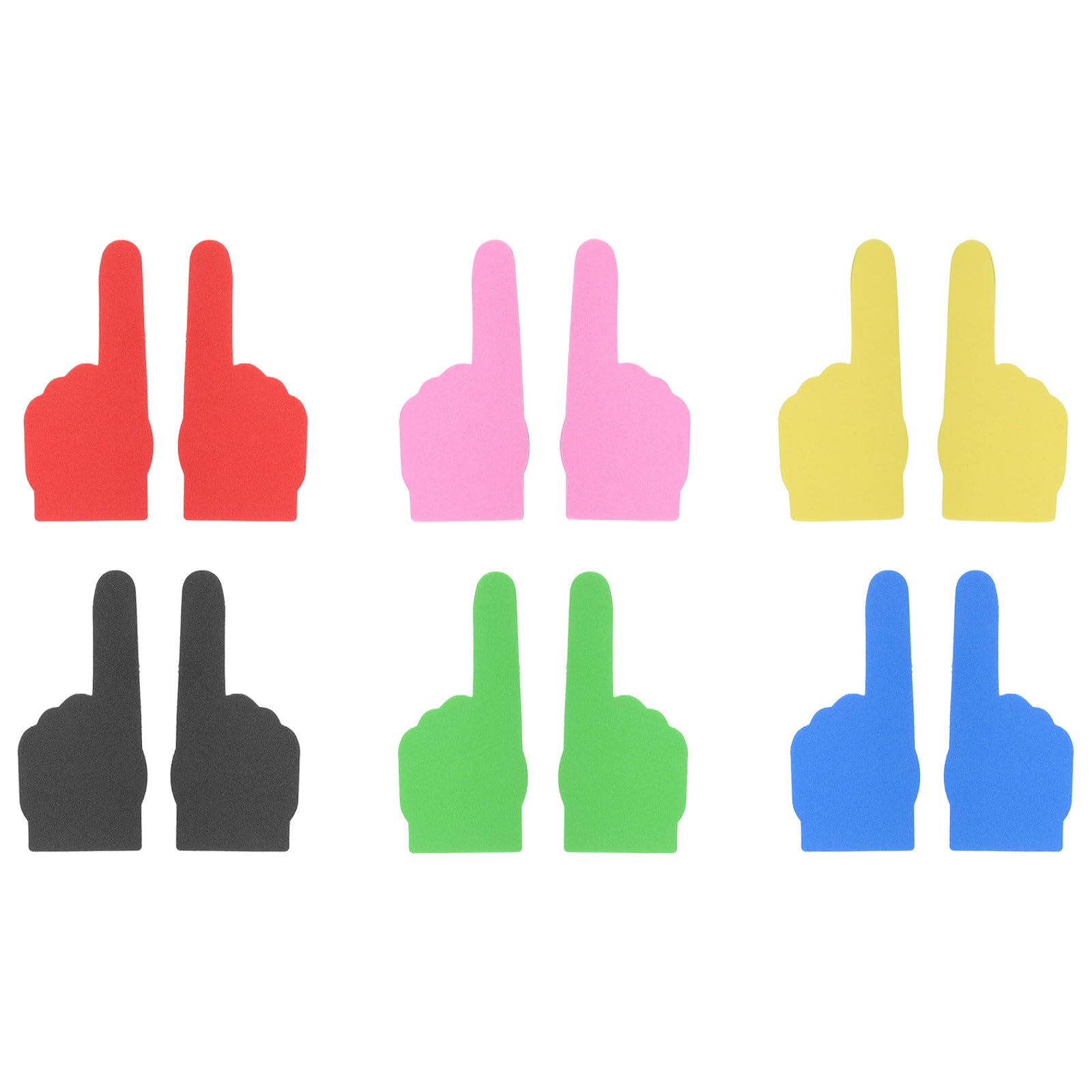 PATIKIL Mini Foam Fingers 5.1 Inch, 24 Pack Blank DIY Cheerleading Foam Finger for Sports Fan Events Games Party Favors, Blue, Yellow, Green, Red, Back, Pink