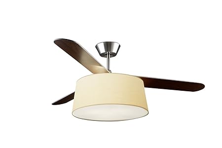 Belmont Ceiling Fan With Light 132 Cm Satinised Nickel Beige