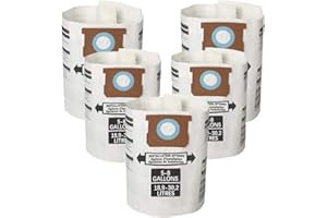 FGDG 5 Pack For Shop Vac 5-8 Gallon Bags, For Type E - 90661 9066133; Type H 90671 9067133; VF2004, VHBS VDBS HEPA Vacuum Cleaner Disposable Collection Filter Bags,White