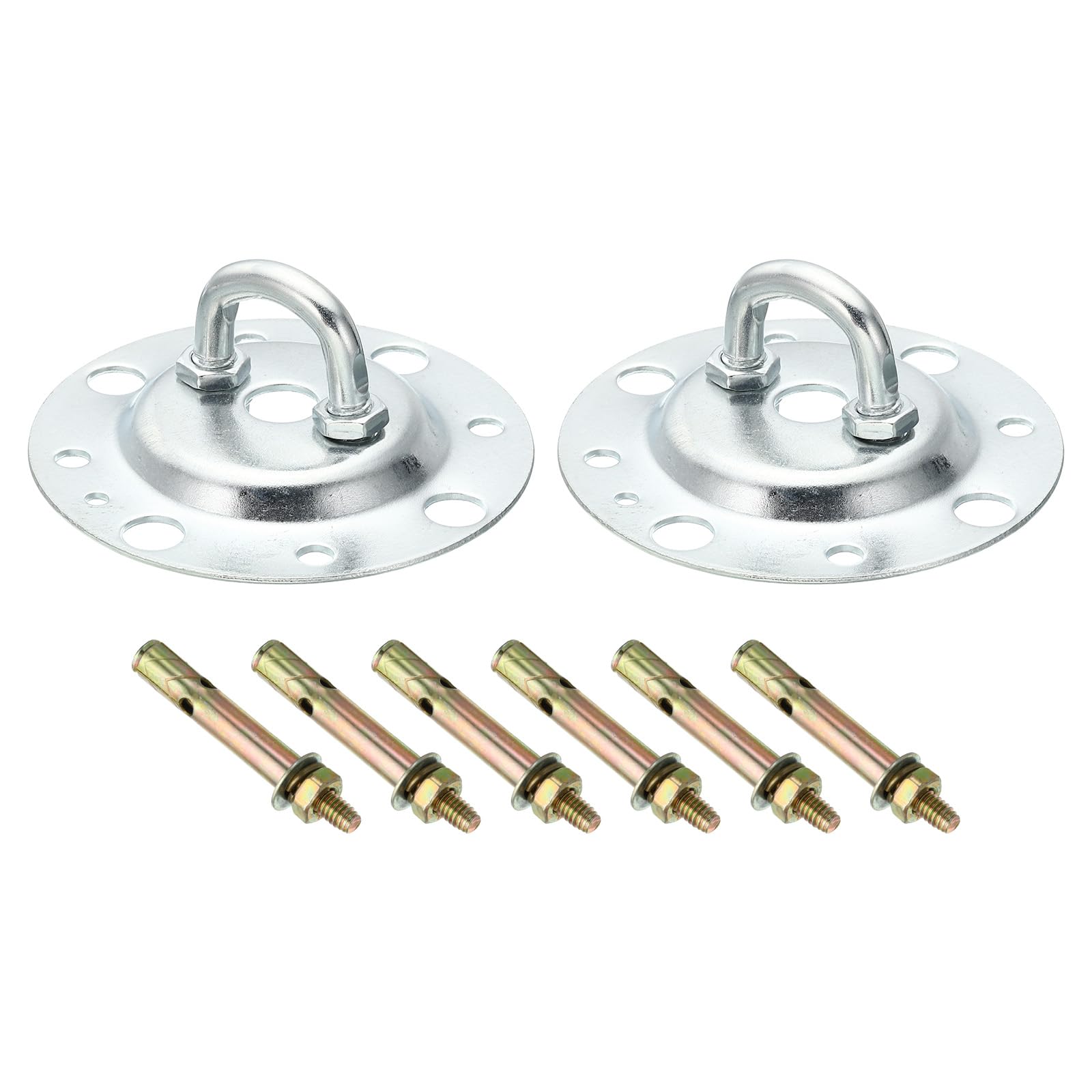 PATIKIL 176lbs 90mm Steel Ceiling Hooks, 2pcs Ceiling Fan Hook Pad Eyes Plate Wall Hanger Hardware with Mounting Screws for Hanging Lamp Plant Baskets