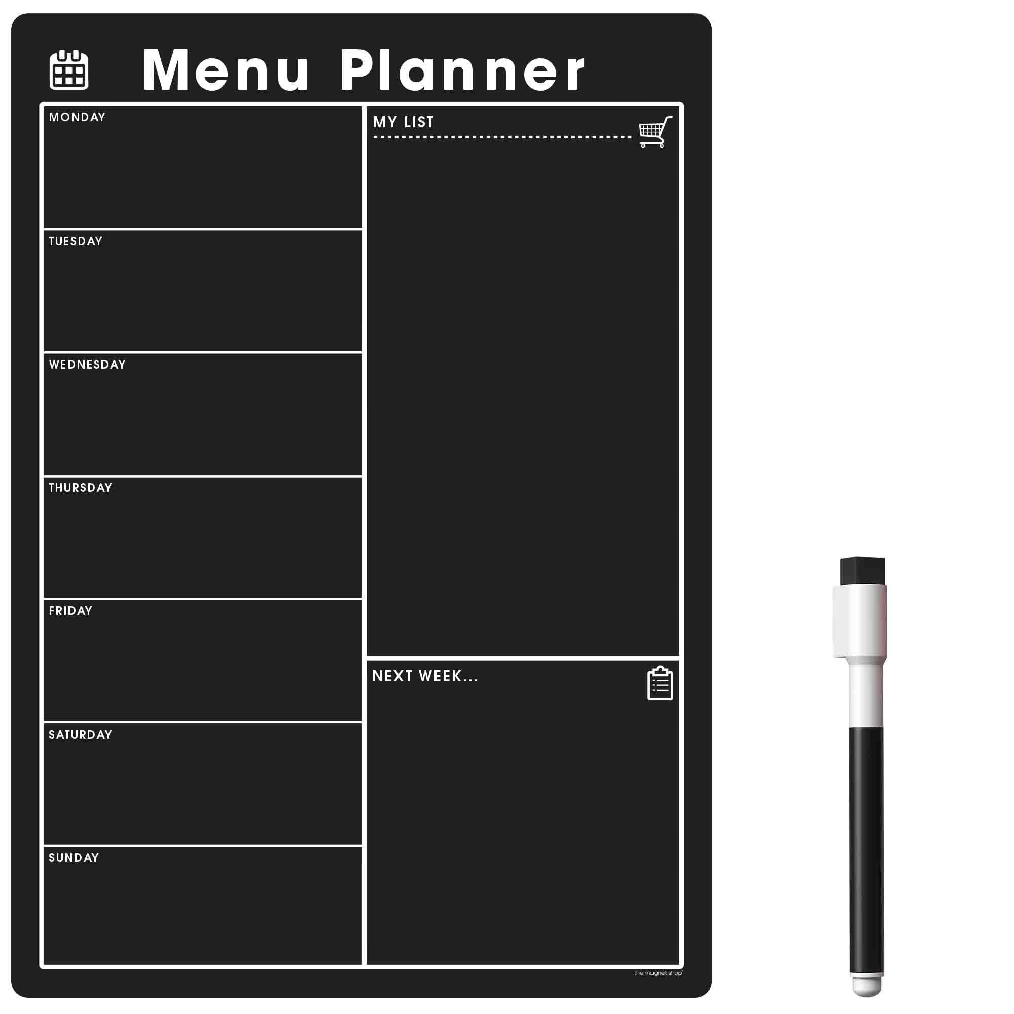 TMS Magnetic Meal Planner for Fridge | Made in The UK | Weekly Meal Prep Whiteboard, Calendar or Organiser for Work or Family Planning (Blackboard, A4 (30 x 21cm))
