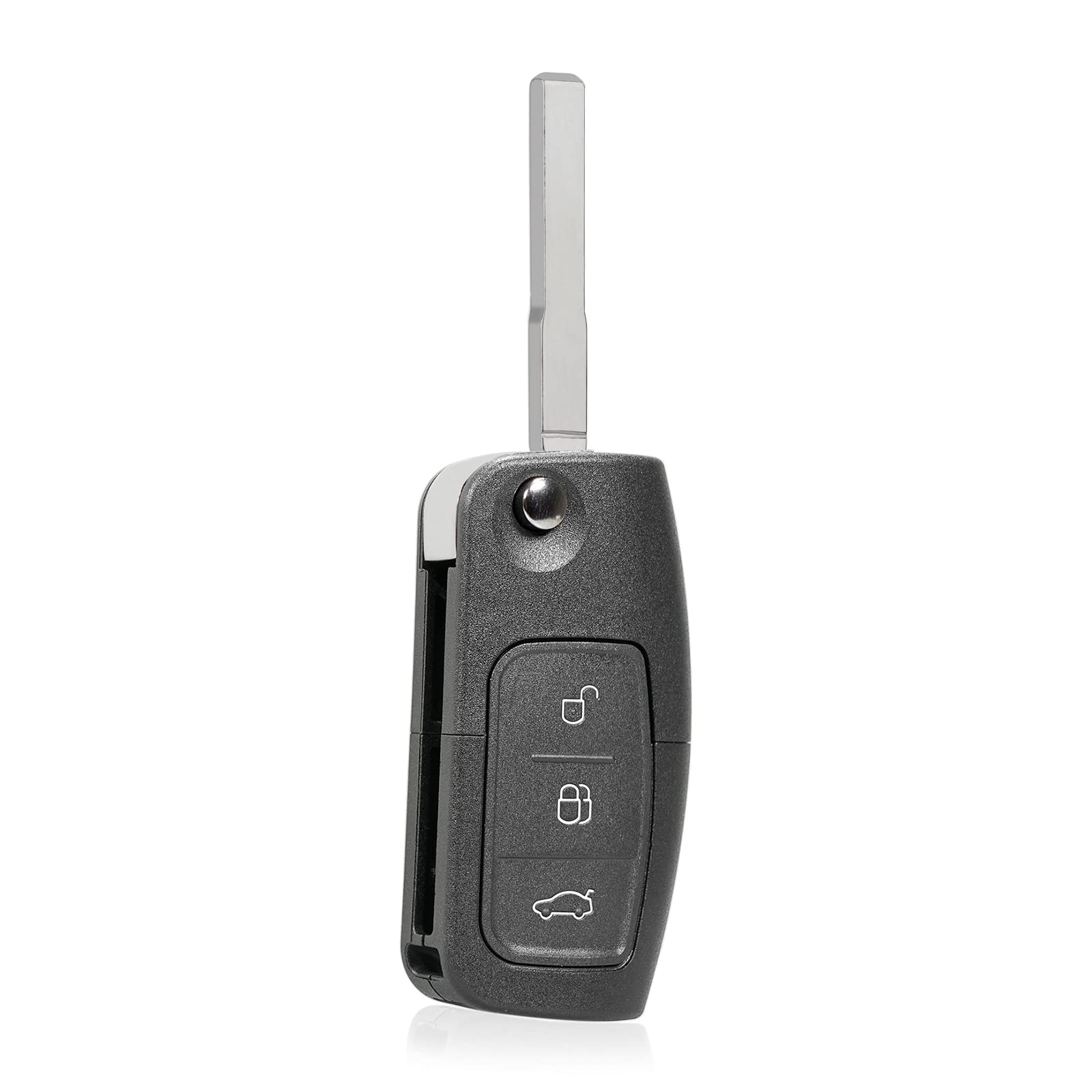 MACHSWON Car Replacement Key Fob Shell Case 3 Key Button Black for Ford Focus 04-12 Fiesta 08-13