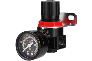 QRYDWQ Aluminium Alloy Air Compressor Pressure Regulator Airtac AR2000 1/4'' PT with Bracket and Gauge 0-160 PSI Adjustable