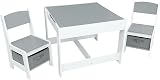 simpa Children's Wooden Desk & 2 Storage Drawer Chairs - Grey Finish view 1