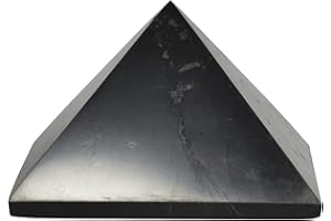 Shungite World Authentic Shungite Pyramid Polished 80 mm / 3.14" Chakra Energy Natural Healing Crystal Real Black Pyramid Home Office Protection Desk Decor Meditation Reiki Grounding Stone