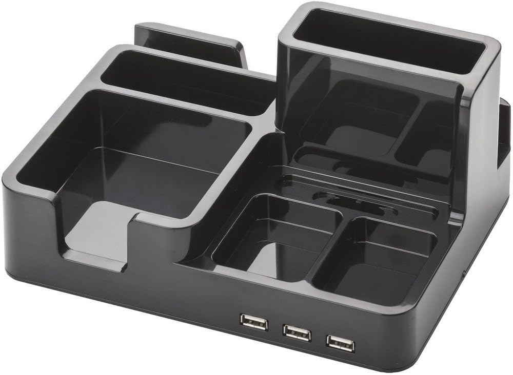 On My Desk OMD19001 3-Port USB 2.0 Bay Area Desktop Organizer (Black)