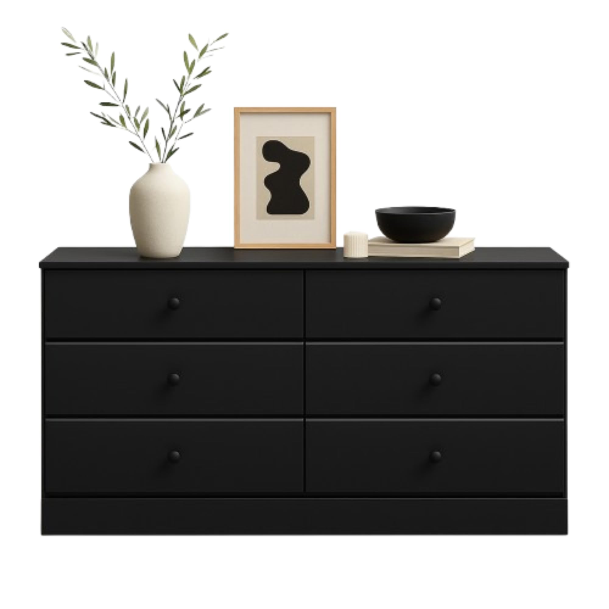 Photo 1 of Prepac Astrid 6 Drawer Double Dresser for Bedroom, Wide Chest of Drawers, Bedroom Furniture, Clothes Storage and Organizer, 47.5"W x 26.85"H x 15.5"D, Black