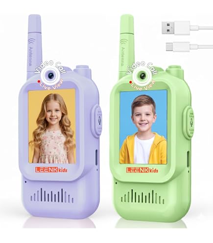 Talkies-Walkies Vidéo Rechargeables Pour Enfants – Lot De 2 – Écran HD, 4 Modes Vocaux – Portée 400 M – Dès 3 Ans