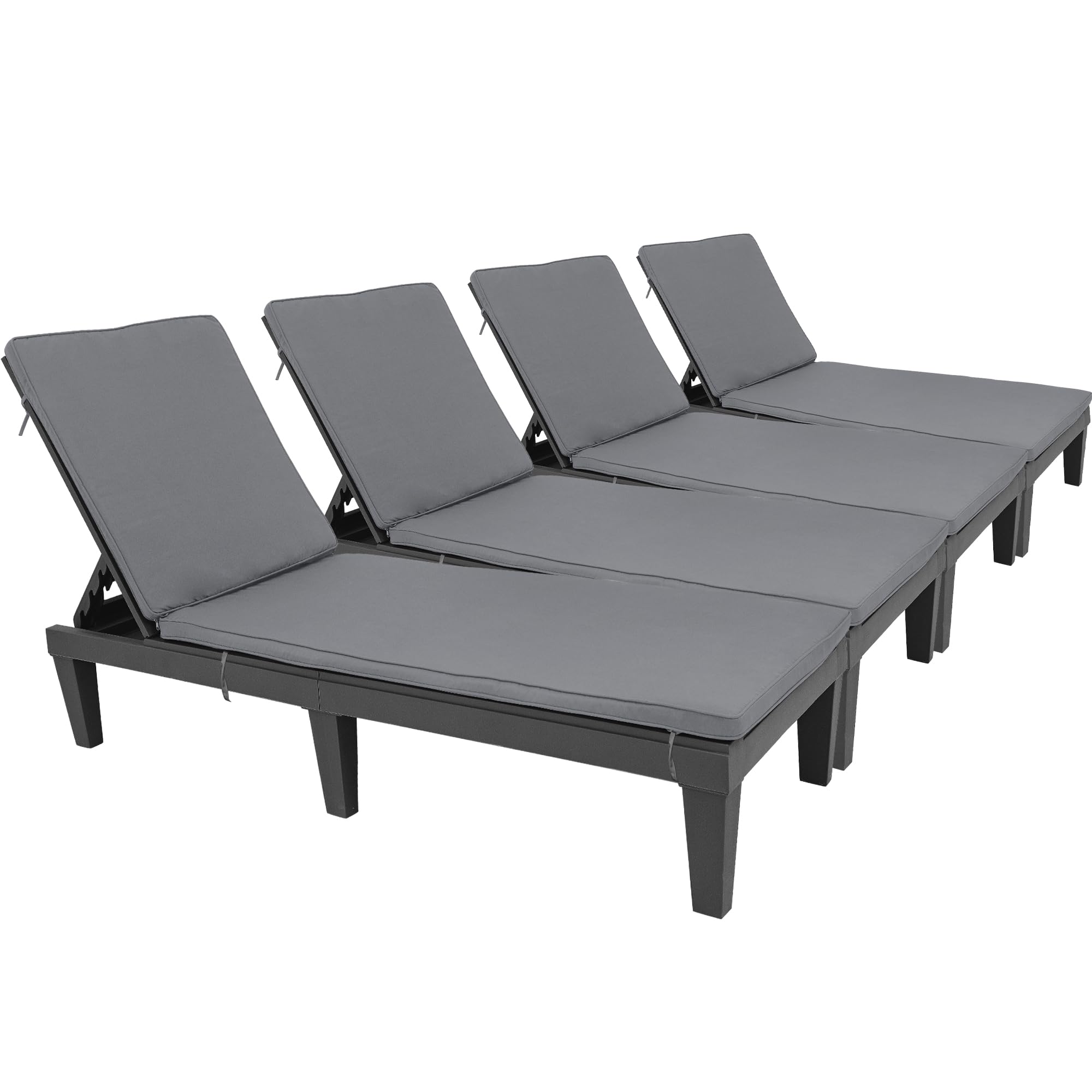 Photo 1 of **pack of 2**YITAHOME Chaise Lounge Chairs for Outside with Cushion & Adjustable Backrest, Sturdy Loungers for Patio Poolside, Easy Assembly & Waterproof & Lightweight with 265lbs Weight Capacity, Set of 2 Black