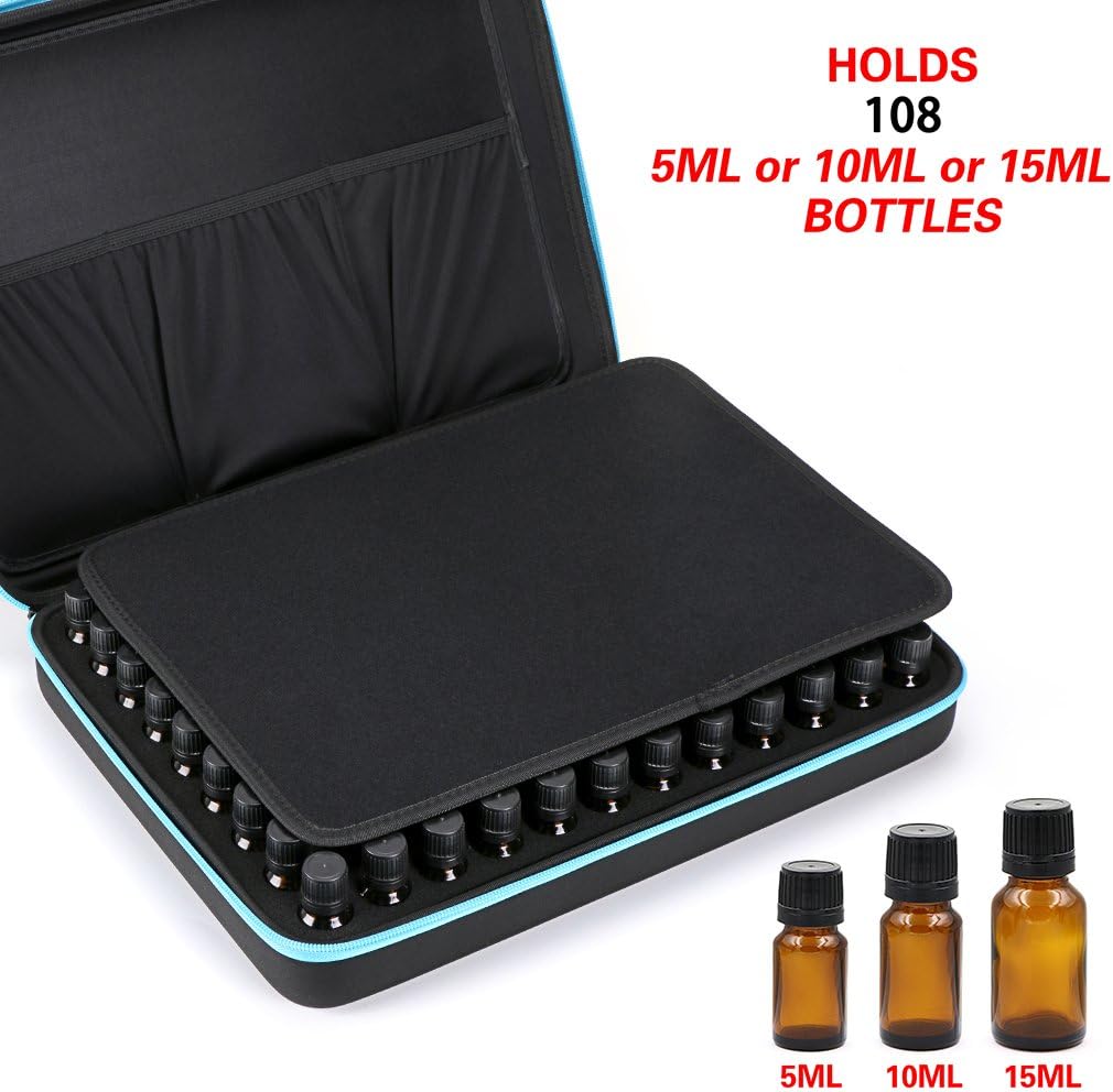 BTSKY 108 Bottles Durable Waterproof Hard Shell EVA Large Capacity Essential Oils Handle Carrying Case (Blue) - Image 4
