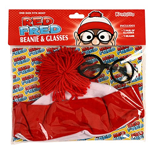 Kangaroos Red And White Beanie Hat With Nerd Glasses - Image 2