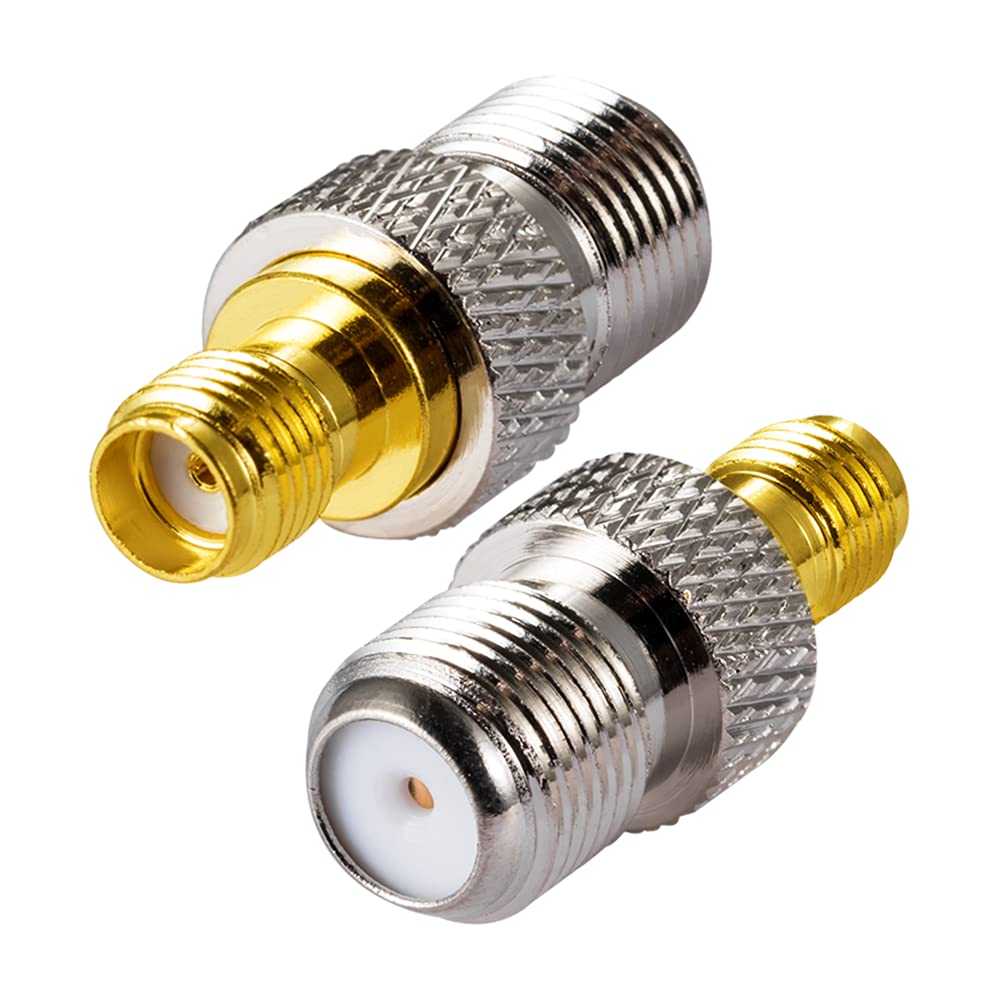 Vecys 2 Pack SMA Female to F Type Female Coaxial Cable Connector Straight Adapter for Antennas, DAB, Broadcast, Radio, Wi-Fi, Telecom, CCTV, Microwave, Digital Communication