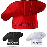 Personalized Grill Chef Hat with Custom Name, Adjustable BBQ Accessory for Father, Dad, Kitchen Cooking Chef Hat for Men