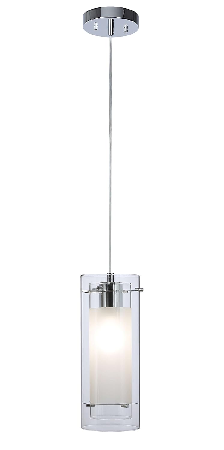 Pendant Lighting Contemporary 1 Light Pendant Hanging Light with Clear and Frost Glass in Chrome Mini Pendant Light XiNBEi-Lighting XB-P1159-CH