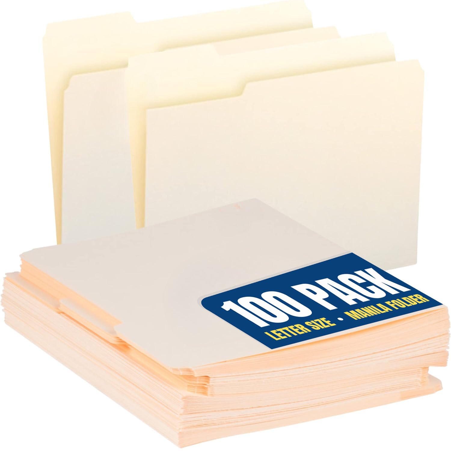 Photo 1 of 1InTheOffice Manila File Folders Legal Size, File Folders Legal 8.5" x 14", 1/3 Cut Tabs, 100 Pack
