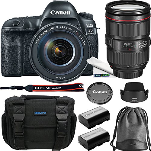 Canon-EOS-5D-Mark-IV-Full-Frame-Digital-SLR-Camera-with-EF-24-105mm-f4L-IS-II-USM-Lens-Kit-2X-High-Capacity-LP-E6-Replacement-Batteries-I3e-Pro-Camera-Gadget-Bag-Expo-Accessories-Bundle