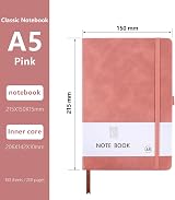 Lefute A5 PU Leather Notebook Pink 200 Pages 80gsm Elastic Closure Pen Loop view 2