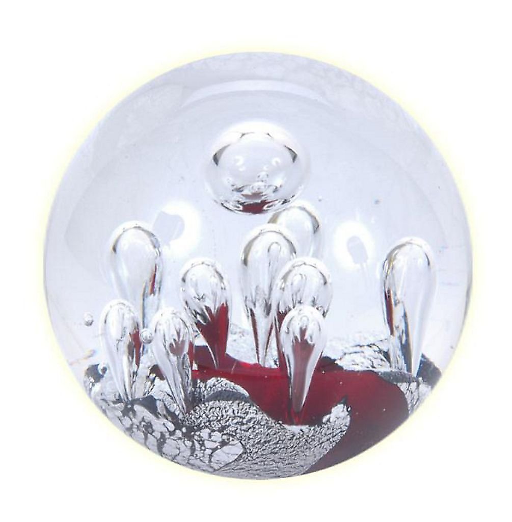 Small Sulphide - red, Black and Silver Colours with Bubbles. Dream Ball, Glass Ball, Paperweight, Desire-Boule