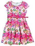 Shopkins Girls' Skuba All Over Print Pleated Front Dress with Belt Pink (6/6X)