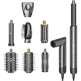 8 in 1 Hair Styler Curler & Air Dryer Brush, High-Speed Negative Ionic Foldable Hair Dryer Fast Drying, Multi Professional Hot Air Styler for Curling Volumizing Straightening Styling(Grey)