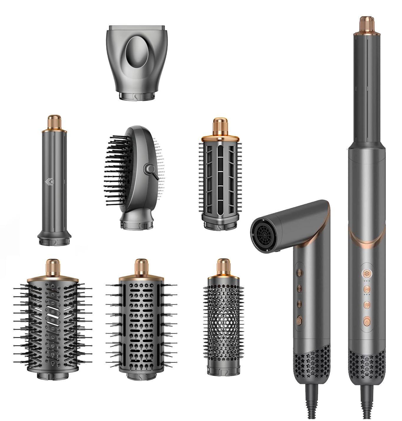 8 in 1 Hair Dryer Brush Set Air Hair Styler Curling Negative Ionic Foldable Hot Air Hair Dryer Brush, Hair Styling Tool for Curling Waves Straightening Volume Blowout Styles