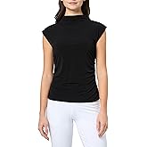DKNY Womens Sleeveless Mock Neck Jersey Blouse
