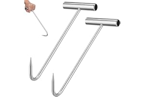 Operitacx 2Pcs Manhole Hook, 11.41 Inch Heavy Duty Stainless Steel Lifter Well for Manhole Covers, Drainage Grates, Sewers