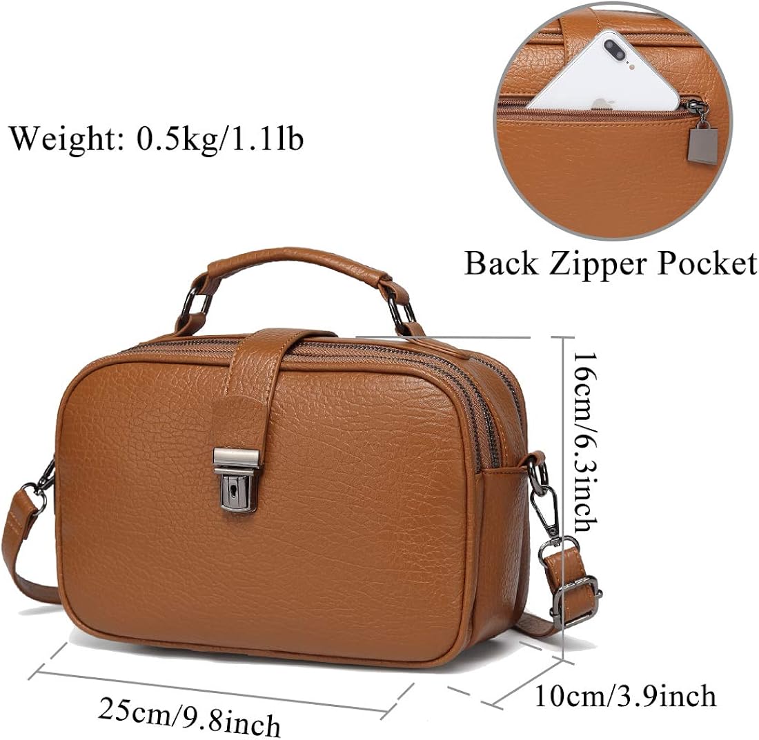 Kasgo Crossbody Bag for Women Vegan Handbag for Ladies Faux Leather Casual Crossbody Satchel Top Handle Bags Shoulder Bag with Detachable Adjustable Strap Brown - Image 4