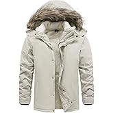 TRUPPALAND Men's Winter Parka Jacket, Windproof Water-Resistant Ski Jacket Sherpa Lined Coat with Hood