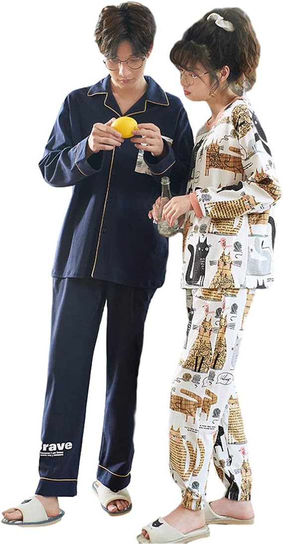 Amazon 三好優品 パジャマ カップル 猫柄 ペア 長袖 綿 秋冬 ルームウェア 恋人 男女セット おそろい ペアルック 部屋着 プレゼント 結婚祝い パジャマ ルームウェアセット 通販