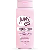 HAPPY CURVES Comfort Powder: Talc Free Anti Chafe Body & Foot Powder Deodorant to Control Inner Thigh Chafing, Underboob, and