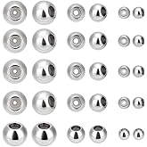 PH PandaHall 30pcs Stainless Steel Stopper Rondelle Spacer Beads with Rubber Inside, Fit Adjustable Slider Chain, Jeweley Bracelet Necklace Making