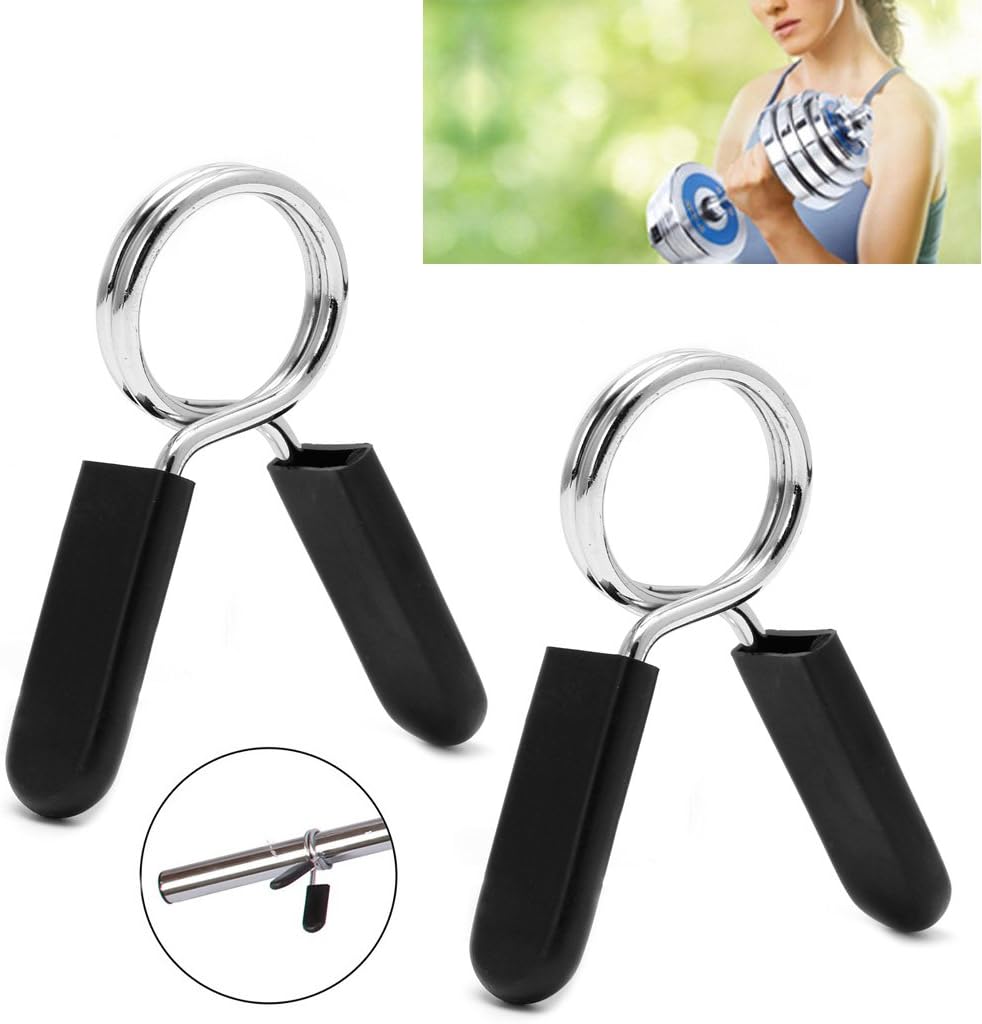 only y 28/30mm Gym Pull Bar Barbell Weight Lifting Dumbbell Collar Lock Clamp - Solid Steel + Rubber Non-Slip Exercise Lock Collar Clips