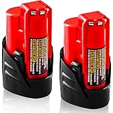 【UPGRADE!】2 Pack 3.0Ah Replacement for Milwaukee M12 12V Lithium Ion Battery, Compatible with Milwaukee 12V Tools / Heated Jacket 48-11-2420 48-11-2440 48-11-2402 48-11-2411 Cordless Power Tools
