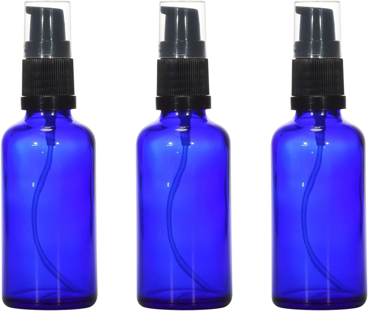 Rentra S.P.A 100ml Empty Glass Bottle with Black Lotion Pump Cobalt Blue Colour Reusable, 3 units
