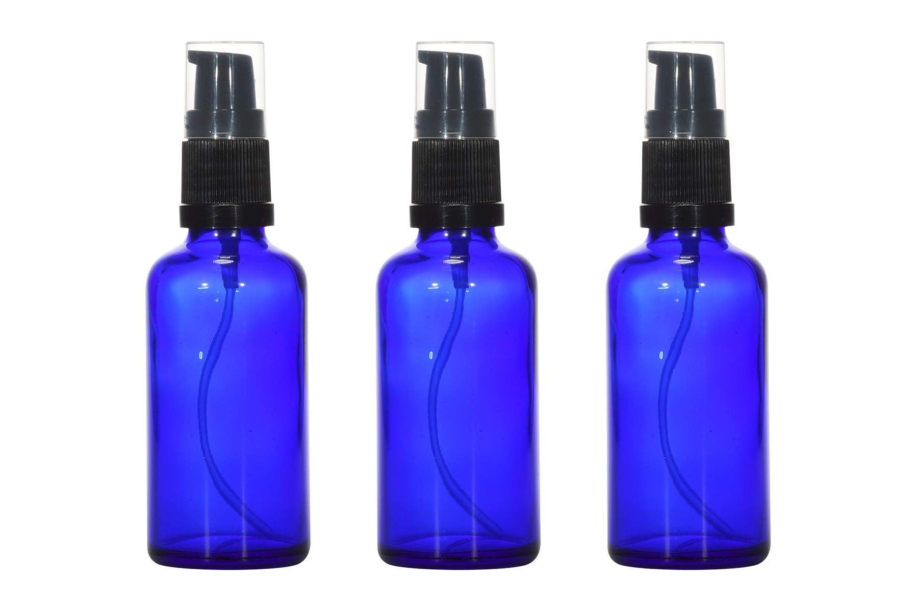 Rentra S.P.A 100ml Empty Glass Bottle with Black Lotion Pump Cobalt Blue Colour Reusable, 3 units